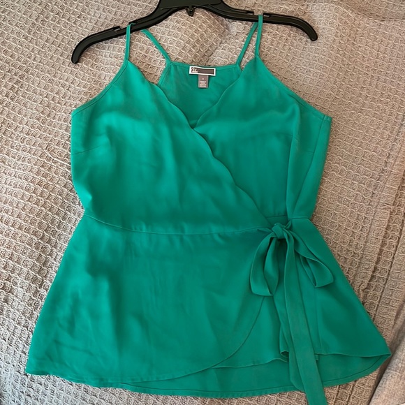 Chelsea28 Tops - Chelsea , green , Wrap spaghetti strap blouse